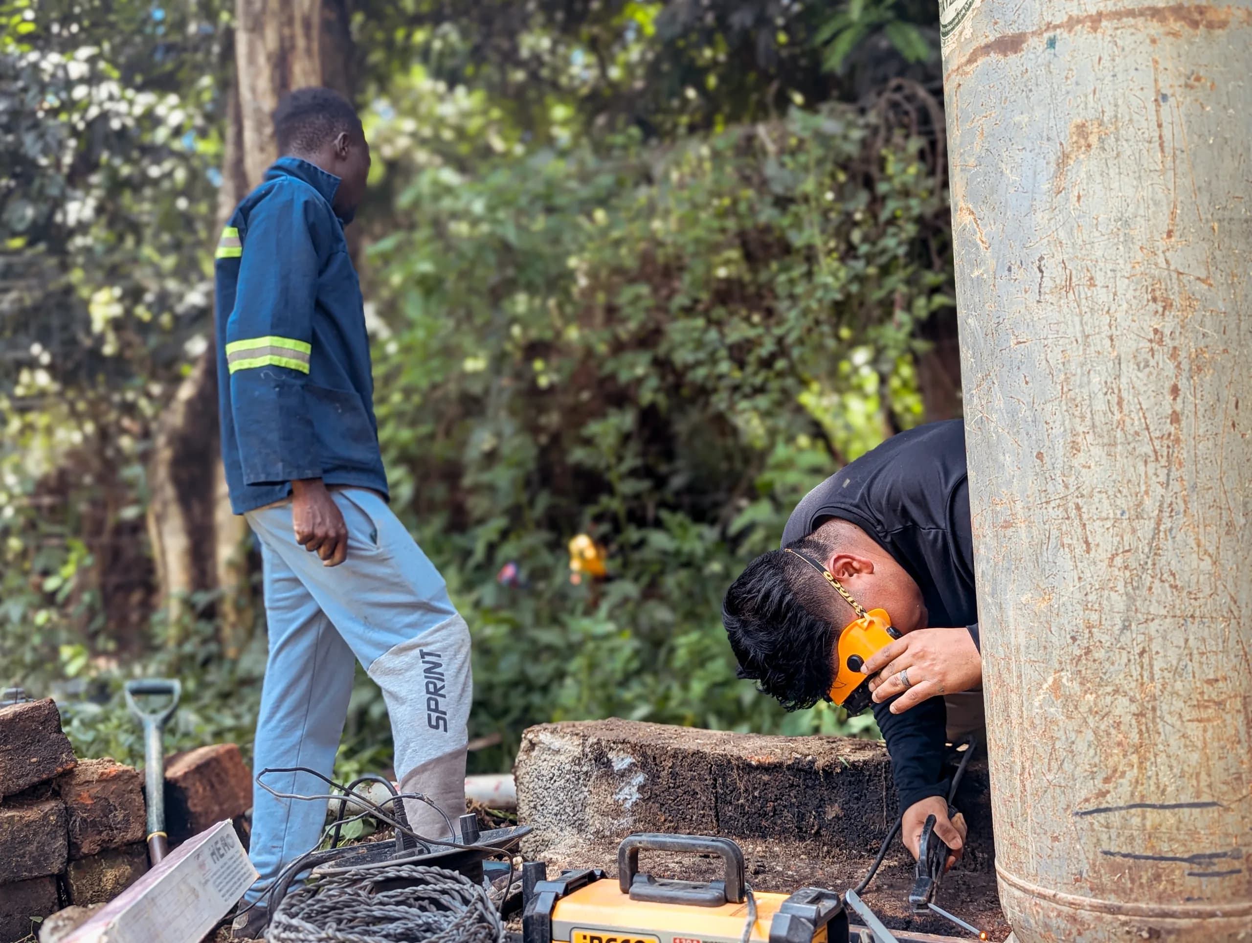 A newly installed borehole providing clean water
