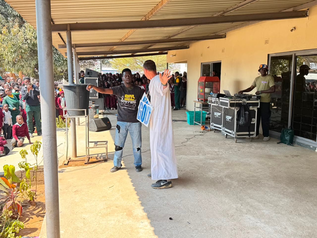 The Go Africa team presenting a gospel skit for schoolchildren
